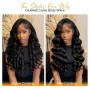 26 Pouces 200% Densité Perruque Sans Colle Cheveux Humain with Drawstring | Junemet 6x6 HD Lace Front C Part Perruque Femme Natu