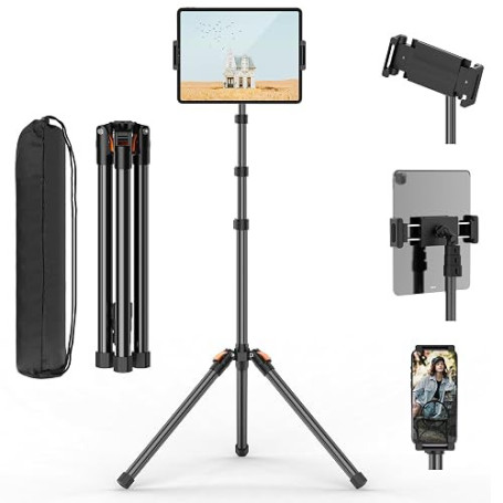 XXZU 182cm Support pour Tablette, Trépied pour Téléphone avec Rotatif 360° | Support Trépied Tablette Lit Réglable en Hauteur Pl