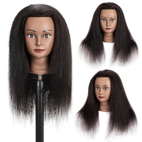 Mannequin Head with Human Hair 18'' Cosmétologie Mannequin Head with 100% Real Human Hair Mannequin Head für Flechten Coiffeurs