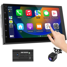 Haudio Autoradio 2 DIN CarPlay et Android Auto sans Fil avec 7‘’ Écran Tactile HD,avec Camera de Recul,Bluetooth,Mirror Link, AU