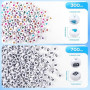 SUTOUG Lot de 1000 perles colorées à enfiler avec lettres de l'alphabet blanches de A à Z et perles en forme de cœur colorées, r