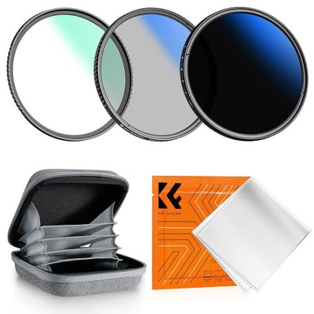 K&F CONCEPT 40.5mm Kit Filtre UV et Polarisant CPL et ND2-400 Chiffon Sac | Nano-revêtement,Verre optique japonais,Fin, Solide,C