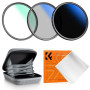 K&F CONCEPT 40.5mm Kit Filtre UV et Polarisant CPL et ND2-400 Chiffon Sac | Nano-revêtement,Verre optique japonais,Fin, Solide,C