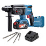 DongCheng Marteau perforateur sans fil 20V, 2,8 J SDS-plus (1 batterie) | Max de perçage 24 mm (Béton), Moteur sans balais, Embr
