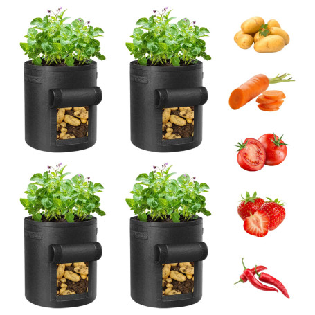 Ohiyoo Lot de 4 sacs de plantation de pommes de terre - 10 gallons - Pour planter des pommes de terre - 38 l - Sacs de plantatio