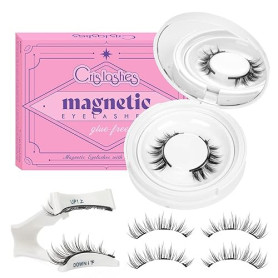 Crislashes Kit de faux cils magnetique avec applicateur, cils-magnetique sans eyeliner ni colle, faux cils magnétique faciles à