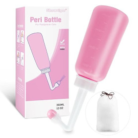 Bidet Portable – 350ml Bouteille Perineale Post Partum pour lit Hebdomadaire et Hôpital, Douche Intime Périnée con sac de Rangem