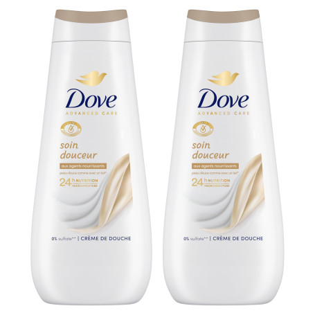 DOVE Gel Douche Advanced Care Soin douceur - Lot de 2x400ml