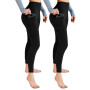 Leafigure Lot de 2 leggings de sport opaques taille haute avec poches pour entraînement, sport, yoga, course à pied | Lot de 2,