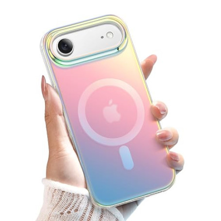 JETech Coque Magnétique pour iPhone Air, Iridescente | Compatible avec MagSafe, Bouton de Contrôle de Caméra, Étui Housse Transl