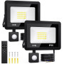 FGRYB 30W Projecteur LED Extérieur avec Détecteur de Mouvement - 2 Packs | Blanc Froid 6500K, IP66 Etanche,Télécommande Incluse.