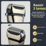AOOWU Rasoir Électrique Pour Homme, Rasoir Électrique Rasage à Sec Et Humide, Ipx6 Étanche Recharge De Type C Rasoir À Grille Sa