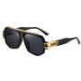 SHEEN KELLY Lunettes de soleil carrées polarisées rétro pour hommes, monture métallique surdimensionnée à dessus plat
