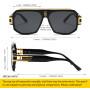 SHEEN KELLY Lunettes de soleil carrées polarisées rétro pour hommes, monture métallique surdimensionnée à dessus plat