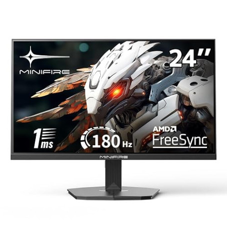 Minifire Écran Gaming 24 Pouces, 180 Hz, 1ms, Full HD(1920 x 1080) écran sans Cadre, Adpitive Sync, HDMI 1.4 & DP 1.2, 300Nits,