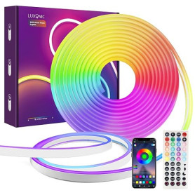 LUXONIC 5M Neon Ruban LED, RGB, Etanche, 24V Flexible Bande LED Néon | en Silicone avec APP/Télécommande, Synchronisation Musica
