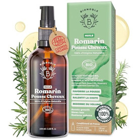 BIONOBLE Huile de Romarin pour Cheveux Bio - Pousse, Anti-Chute - 100ml | 100% d'Origine Naturelle - Huile Pousse Cheveux, Huile