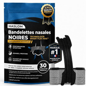 Bande nasale anti ronflement noir Performance - HASLOM - 30 Nasal strips | Nose Strips à forte tenue pour le sport, résistantes