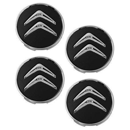 ZEXIJOW Lot de 4 enjoliveurs de Roue Noirs,pour Citroën 60 mm C1 C3 C4 C5 C6 DS3,Enjoliveurs de Roue en Alliage,Bonne stabilité