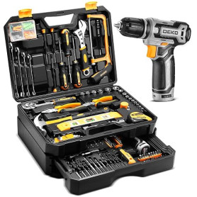 Caisse a Outil avec Perceuse Visseuse Multifonction Sans Fil 12V - DEKO 238 Pièces Malette Outils complete, Boîte à Outils avec