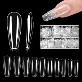 Capsule Americaine Ongle, 500pcs Faux Ongles Acrylique Capsules Ongles Transparent Pose Americaine Ongle Avec Valise De Rangemen