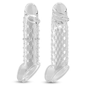 AMZII 2PCS Manchon Penis Gaines pour Pénis Homme Toys Couple - Transparent Gaines de Pénis avec Anneau Penien - Anneau Homme Tes