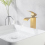 ONECE Robinet Haut Vasque à Poser Cascade, Mitigeur Doré Salle de Bains | Robinet Doré en Acier Inoxydable, Robinettrie de Lavab