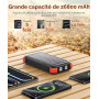 Batterie Externe Solaire 26800mAh, Power Bank PD15W USB C avec 3 Câbles, 5 Sorties 3 Entrées, Chargeur Solaire étanche avec Deux