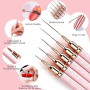 WeddHuis Nail Art Ongles Professionnel, 5 Pièces, Pinceaux Liner Ultra Fin, pour Gel, Peinture Acrylique, UV Construction, Bross