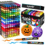 Lyuvie 162 Couleurs Feutre Acrylique, Acrylic Paint Brush Marker à Peinture à Base D'eau, Marqueur Peinture Acrylique pour Pierr