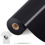 Bocguy Rouleau Vinyle Thermocollant Noir pour Tissus 30,5 CM X 10 M avec Outil Désherber, Flex Thermocollant pour Tissus, Cricut