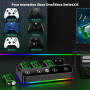 Batterie Rechargeable pour Manette Xbox, 4 Batteries Haute Capacité 6200mWh avec Chargeur/Éclairage RGB Refroidissant/25h d'Auto