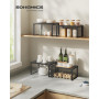 SONGMICS Étagère de Cuisine, Lot de 4, Organisateur, Porte-épices | Empilable, extensible, en Métal, Bois d’Ingénierie, Noir d'E