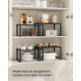 SONGMICS Étagère de Cuisine, Lot de 4, Organisateur, Porte-épices | Empilable, extensible, en Métal, Bois d’Ingénierie, Noir d'E