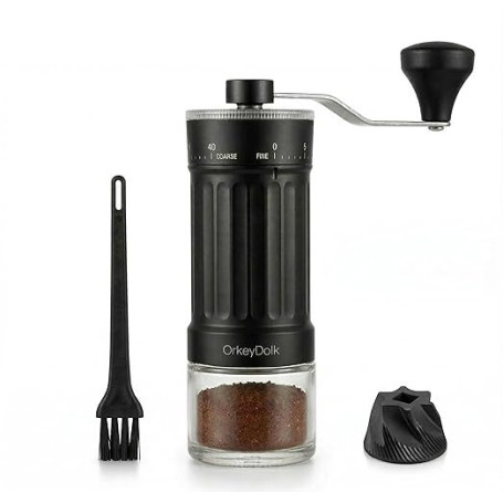 OrkeyDolk Moulin à café manuel extérieur réglable avec mécanisme conique de haute précision en céramique, réglage à 40 niveaux,