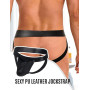 ohyeahlady Jockstrap Homme Cuir PU Ouvert Devant Grande Taille | String Ficelle Ouvert Bretelle, Slip Chic Poche Ouverable,Tanga