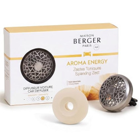 MAISON BERGER Diffuseur Voiture Aroma Energy, Clip Métal & Recharge Incluse | Clip métal pour grille d'aération, recharge Aroma