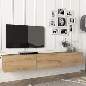 [en.casa] Meuble TV Mural Support Télé Suspendu avec Étagères Fermées Espace de Rangement Flottante pour Salon Banc Télévision P