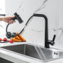 Robinet de Cuisine Douchette Noir avec Extractible, 3 Modes de Jets | Robinet Cuisine Robinetterie Extractible évier LakeBayMZC,