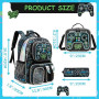 HTgroce Cartable Garçon Primaire Sac à Dos Garçon Sac à Dos Scolaire avec Sac à Lunch Trousse pour Enfants CM1