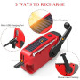 Radio Solaire d’Urgence, Radio à Manivelle Auto-alimentée avec Lampe de Poche LED, Météo AM/FM/WB avec Batterie Rechargeable 200