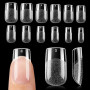 UNA GELLA Capsule Américaine Ongle Carrée Courte, 120 PCS 12 Tailles Full Cover Capsules Ongles, Soft Gel Pré-Limé, Press-On pou