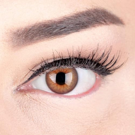 Glamlens lentilles de couleur marron naturelles colorées très haute opacité Elly Hazel + étuis à lentilles de contact I 1 paire