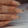 Auroriel 24 Stück Press-on-Nägel French Tip mit Goldlinien-Design Wiederverwendbar Glänzende Acryl-Vollcover-Künstliche Nägel in