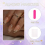 Auroriel 24 Stück Press-on-Nägel French Tip mit Goldlinien-Design Wiederverwendbar Glänzende Acryl-Vollcover-Künstliche Nägel in
