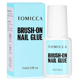TOMICCA Colle à Ongles, Extra Forte Rapide Colle Faux Ongles avec Pinceau, pour Ongles Acryliques Longue durée, 7ML
