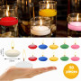 Hengrongshen 50 Pièce Bougie Flottante Coloré, 3.5 CM Bougies Flottantes avec Non Parfumées, Fumée & Goutte, Floating Candles po