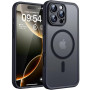 TOCOL Coque pour iPhone 16 Pro, Compatible avec MagSafe, Noir | Anneau Magnétique Intégré, Protection de l'objectif Améliorée, R