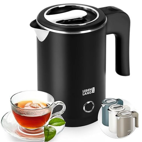 LEBENLANG Bouilloire Électrique en Acier Inoxydable - 0,5L & 600W & Sans BPA I Petit I Mini Bouilloire Electrique Inox Bouilloir
