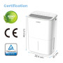 COMFEE' Déshumidificateur Compacte, Absorbe jusqu'à 10L/jour, Mode nuit, Child lock, Minuterie 24H, Réservoir 2,5 L, Pour pièce 